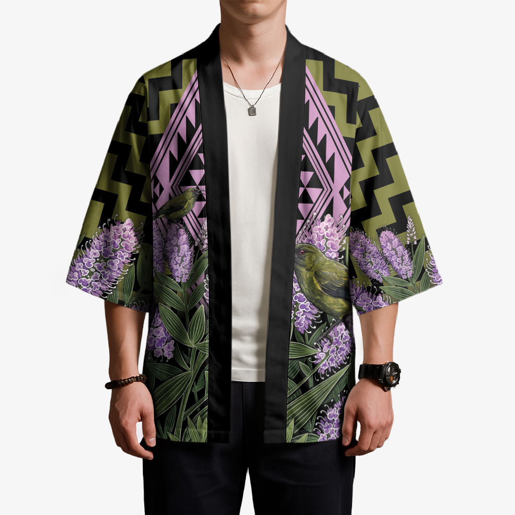 Rongoa Maori New Zealand Koromiko Kimono NZ Hebe Korimako Bellbird Poutama