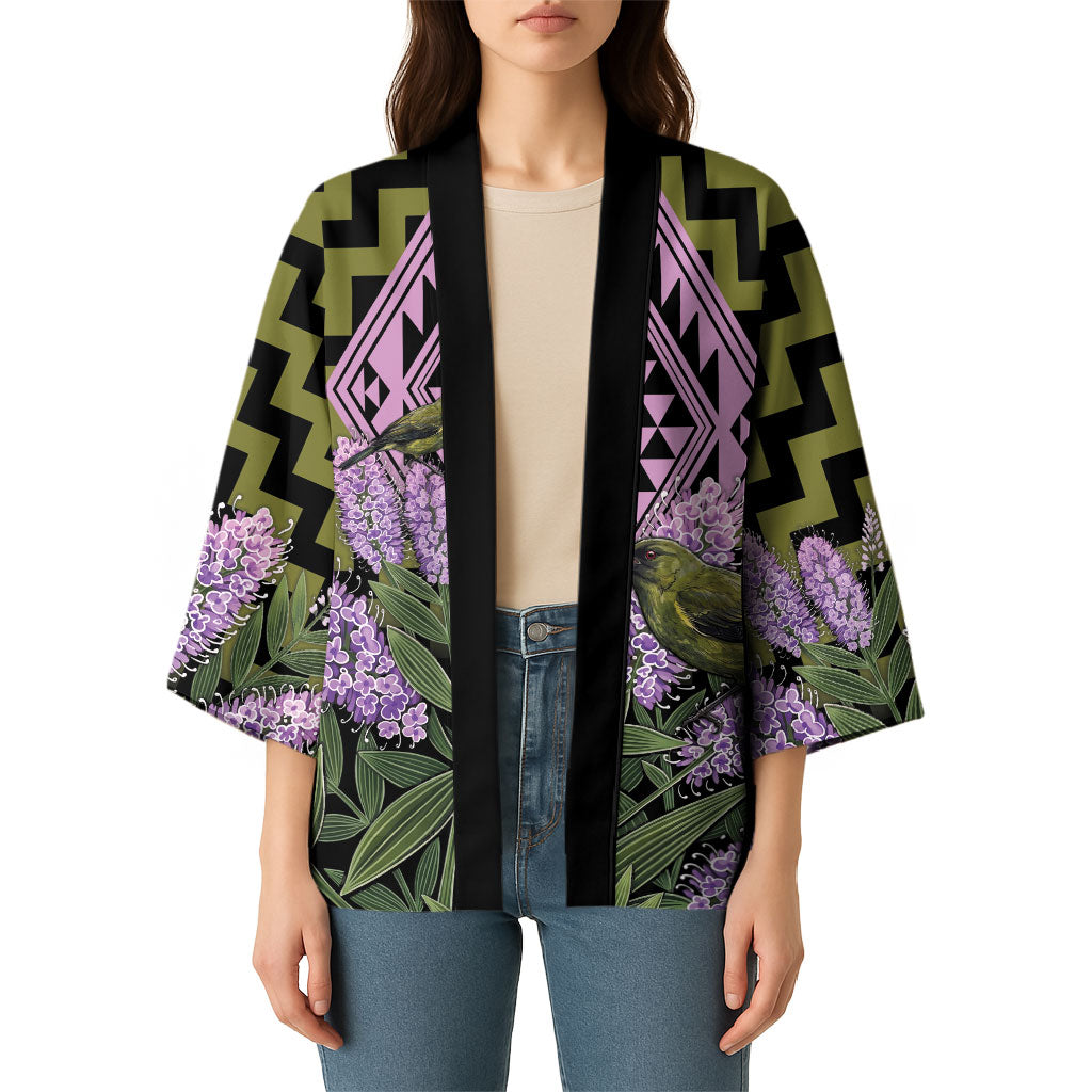 Rongoa Maori New Zealand Koromiko Kimono NZ Hebe Korimako Bellbird Poutama