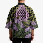 Rongoa Maori New Zealand Koromiko Kimono NZ Hebe Korimako Bellbird Poutama