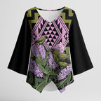 Rongoa Maori New Zealand Koromiko Kimono Sleeve Blouse NZ Hebe Korimako Bellbird Poutama