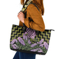Rongoa Maori New Zealand Koromiko Leather Tote Bag NZ Hebe Korimako Bellbird Poutama