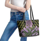 Rongoa Maori New Zealand Koromiko Leather Tote Bag NZ Hebe Korimako Bellbird Poutama