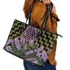 Rongoa Maori New Zealand Koromiko Leather Tote Bag NZ Hebe Korimako Bellbird Poutama