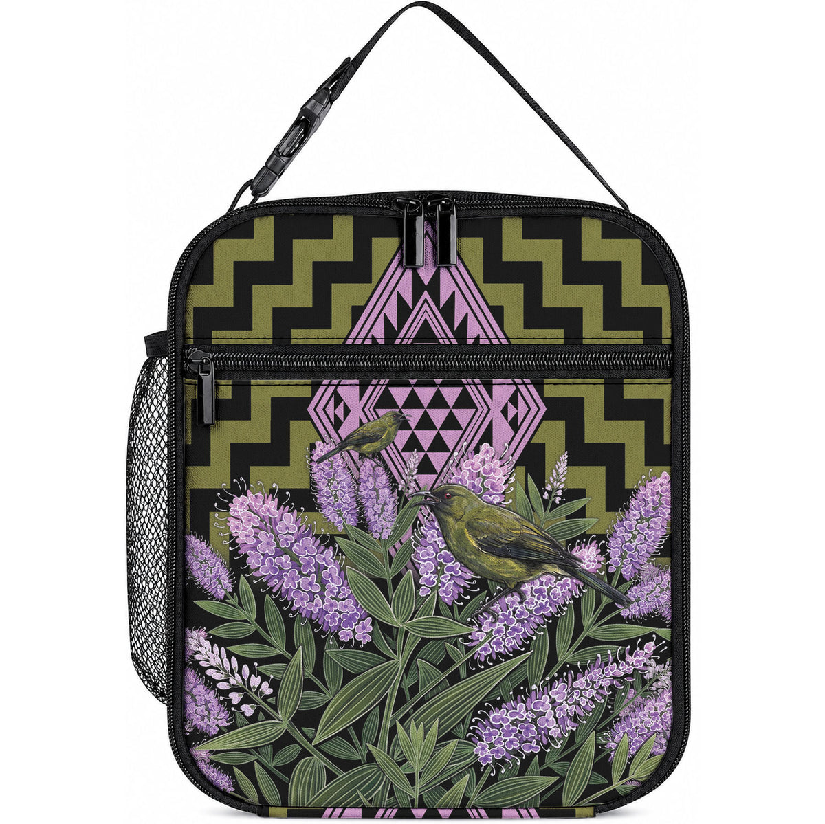 Rongoa Maori New Zealand Koromiko Lunch Bag NZ Hebe Korimako Bellbird Poutama