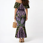 Rongoa Maori New Zealand Koromiko Mermaid Dress NZ Hebe Korimako Bellbird Poutama