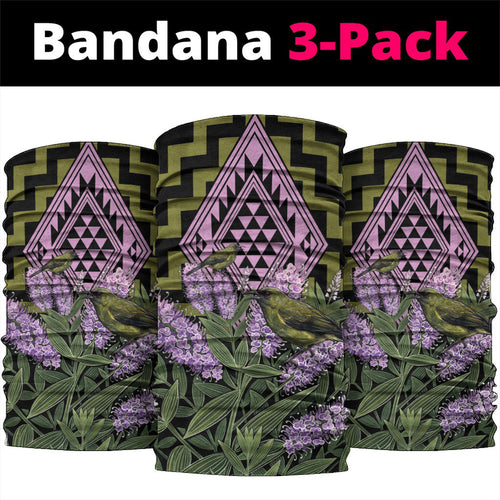 Rongoa Maori New Zealand Koromiko Neck Gaiter NZ Hebe Korimako Bellbird Poutama