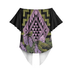 Rongoa Maori New Zealand Koromiko Off Shoulder Wrap Waist Top NZ Hebe Korimako Bellbird Poutama