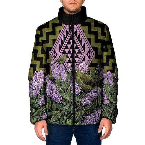 Rongoa Maori New Zealand Koromiko Padded Jacket NZ Hebe Korimako Bellbird Poutama
