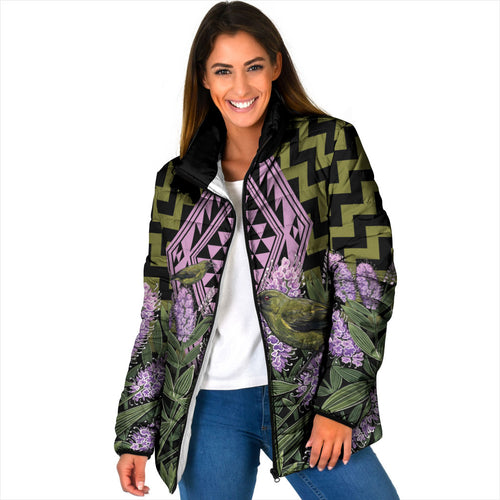 Rongoa Maori New Zealand Koromiko Padded Jacket NZ Hebe Korimako Bellbird Poutama