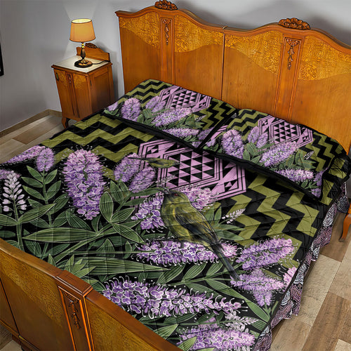 Rongoa Maori New Zealand Koromiko Quilt Bed Set NZ Hebe Korimako Bellbird Poutama