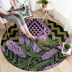 Rongoa Maori New Zealand Koromiko Round Carpet NZ Hebe Korimako Bellbird Poutama