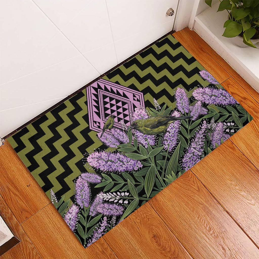 Rongoa Maori New Zealand Koromiko Rubber Doormat NZ Hebe Korimako Bellbird Poutama