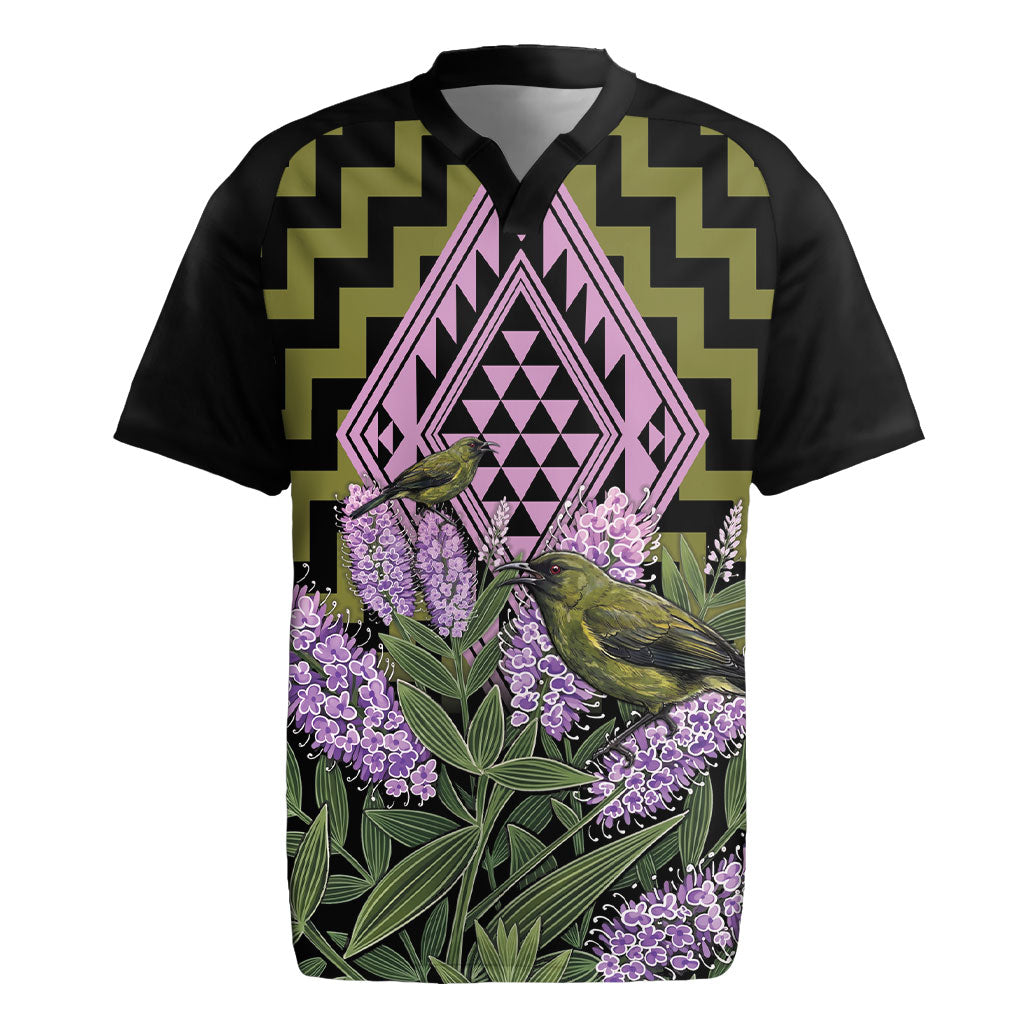 Rongoa Maori New Zealand Koromiko Rugby Jersey NZ Hebe Korimako Bellbird Poutama