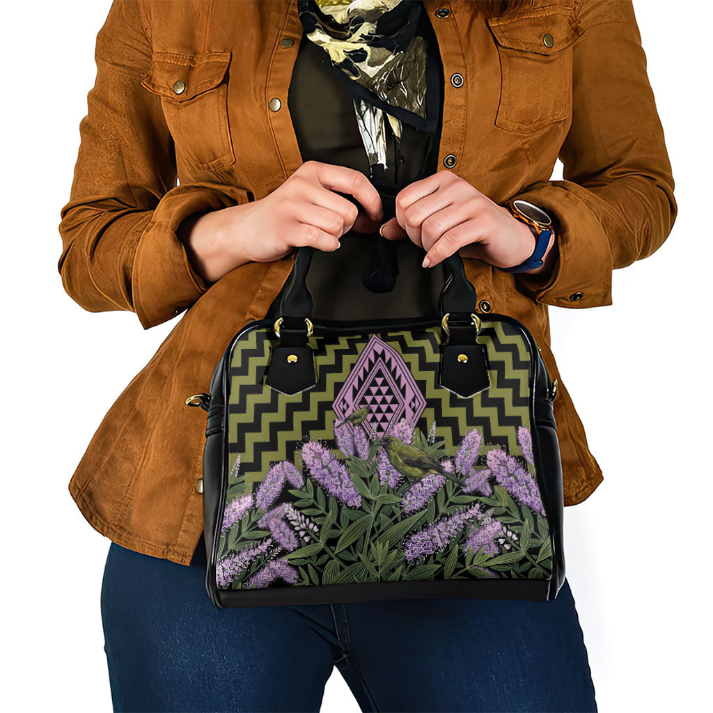Rongoa Maori New Zealand Koromiko Shoulder Handbag NZ Hebe Korimako Bellbird Poutama