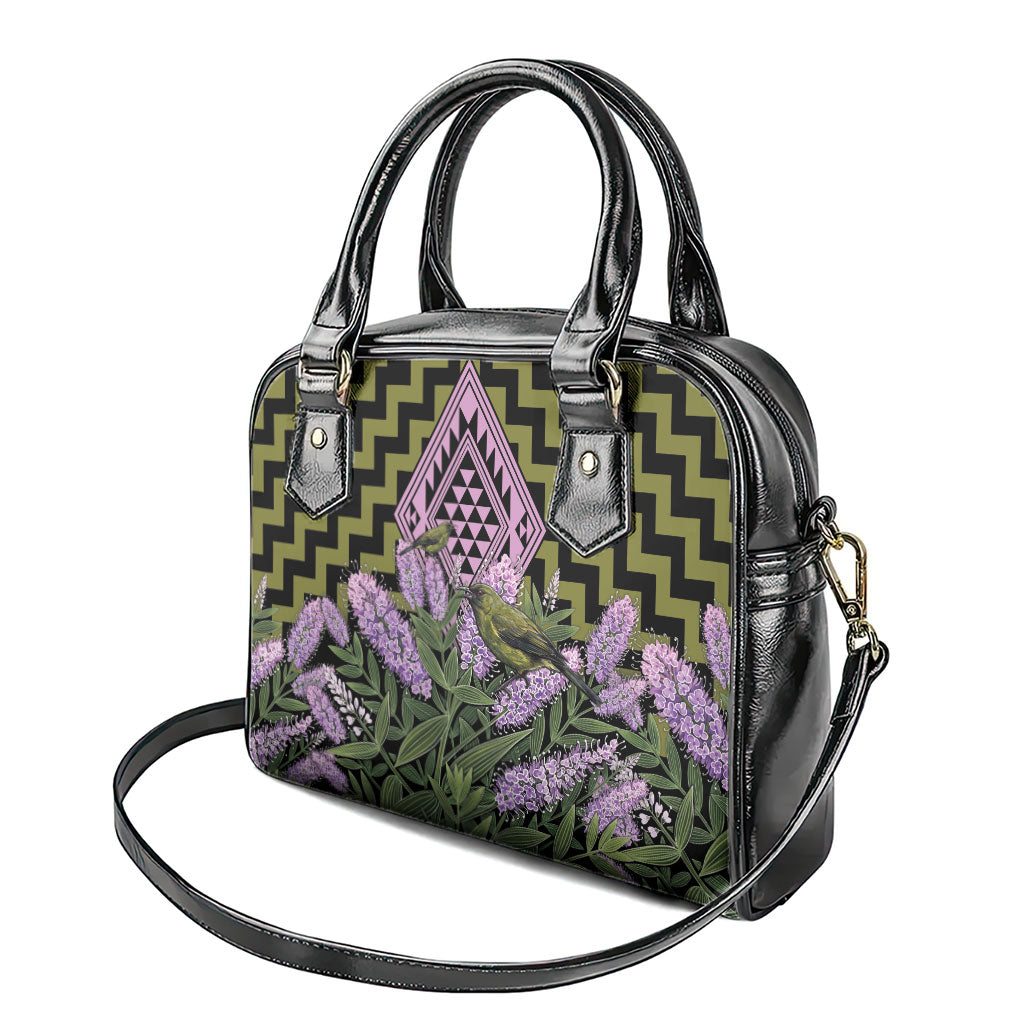 Rongoa Maori New Zealand Koromiko Shoulder Handbag NZ Hebe Korimako Bellbird Poutama