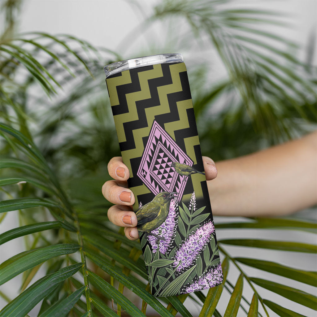 Rongoa Maori New Zealand Koromiko Skinny Tumbler NZ Hebe Korimako Bellbird Poutama