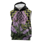 Rongoa Maori New Zealand Koromiko Sleeveless Zip Hoodie NZ Hebe Korimako Bellbird Poutama