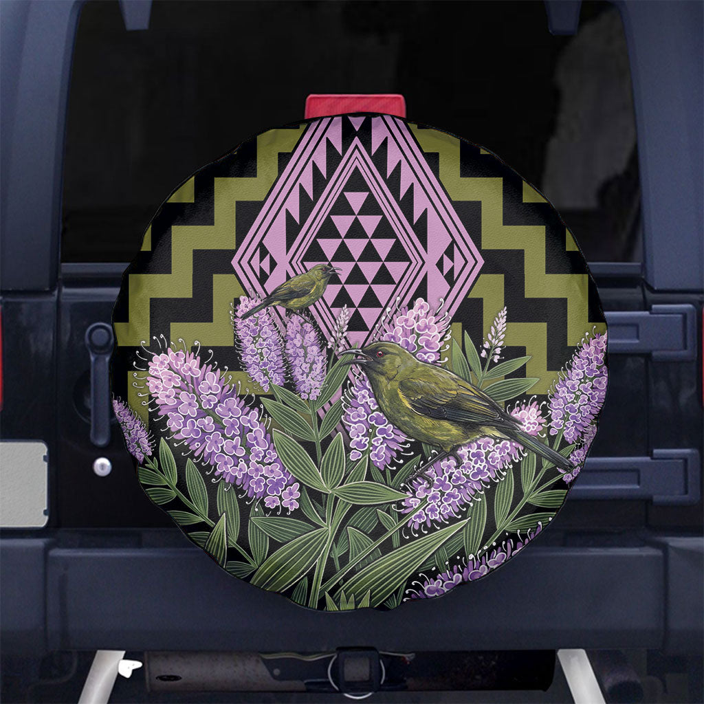 Rongoa Maori New Zealand Koromiko Spare Tire Cover NZ Hebe Korimako Bellbird Poutama