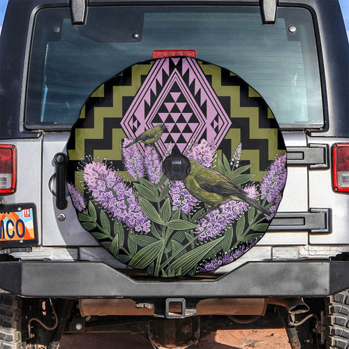 Rongoa Maori New Zealand Koromiko Spare Tire Cover NZ Hebe Korimako Bellbird Poutama