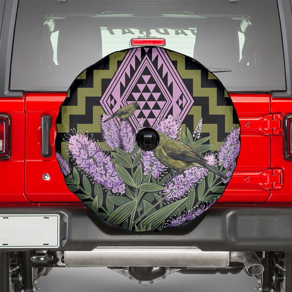 Rongoa Maori New Zealand Koromiko Spare Tire Cover NZ Hebe Korimako Bellbird Poutama