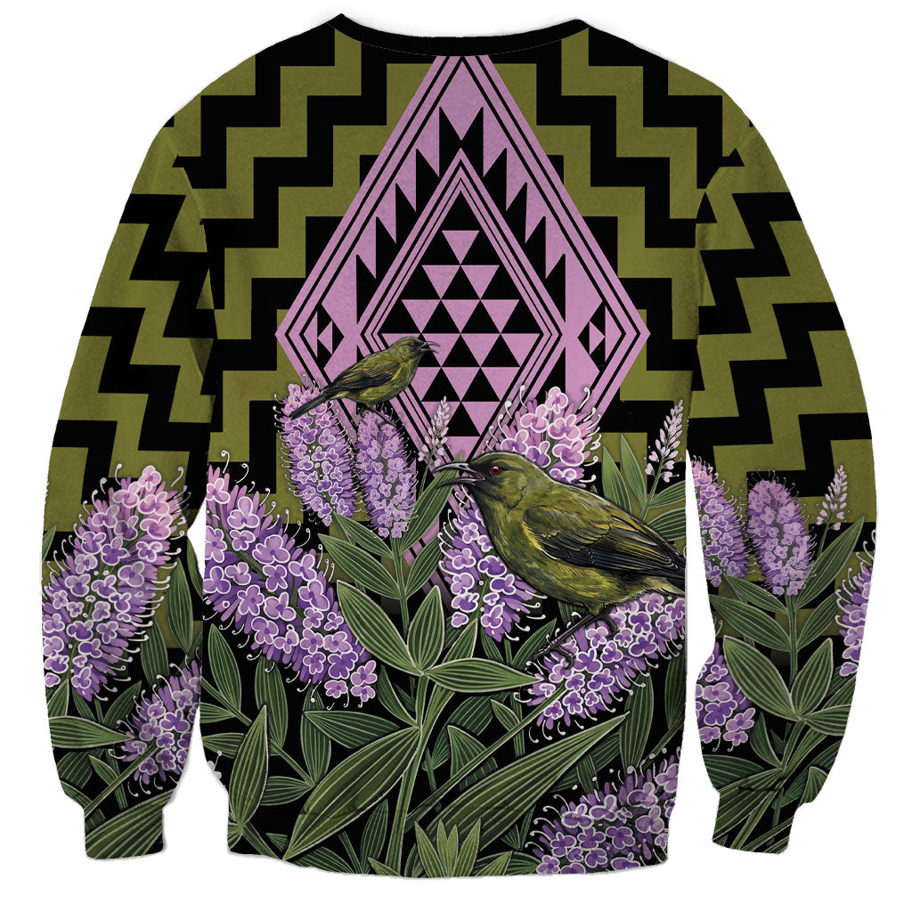 Rongoa Maori New Zealand Koromiko Sweatshirt NZ Hebe Korimako Bellbird Poutama