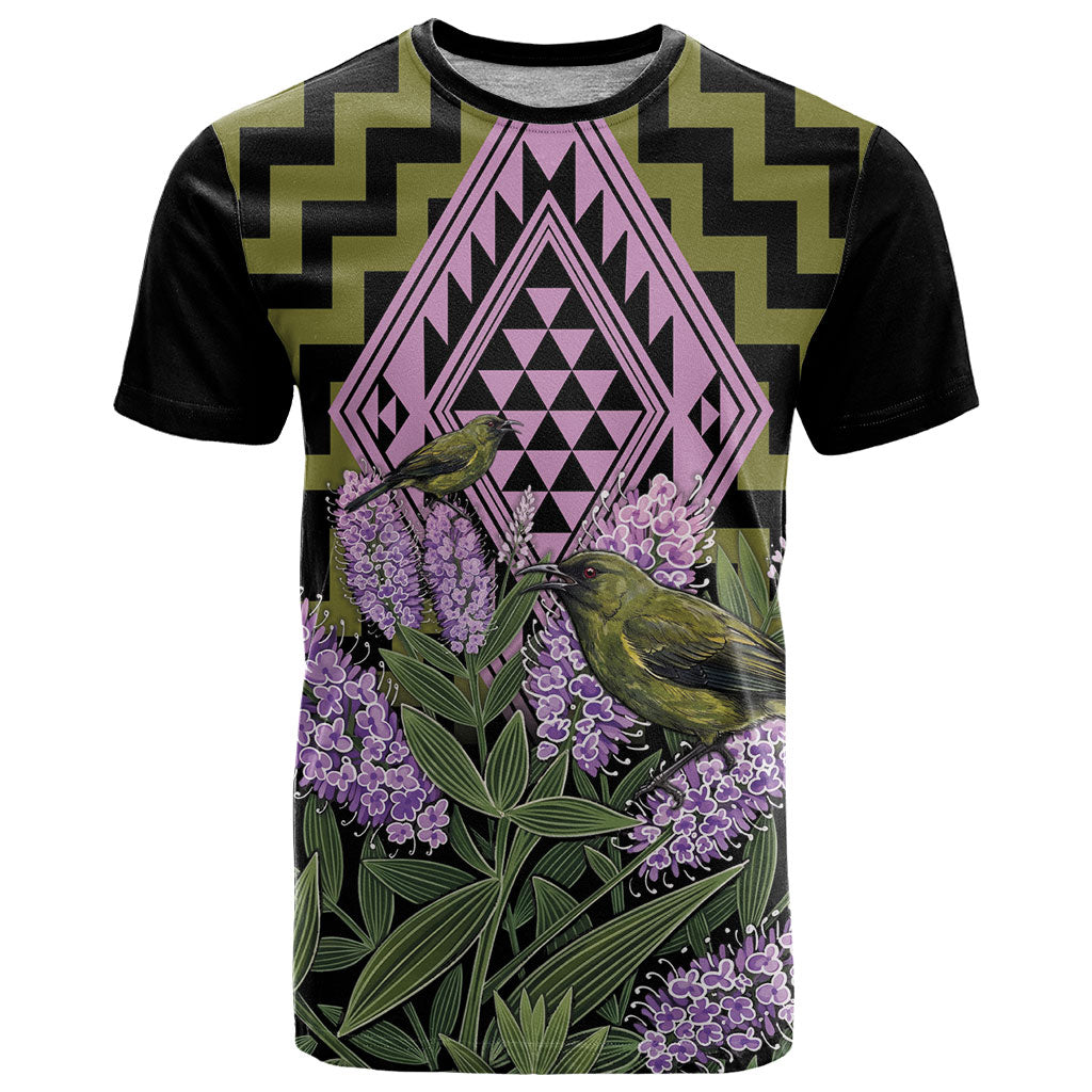 Rongoa Maori New Zealand Koromiko T Shirt NZ Hebe Korimako Bellbird Poutama
