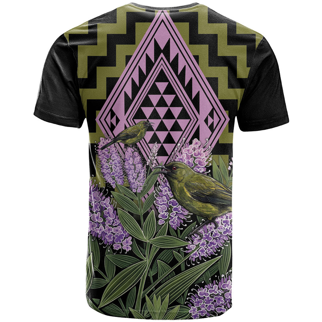 Rongoa Maori New Zealand Koromiko T Shirt NZ Hebe Korimako Bellbird Poutama