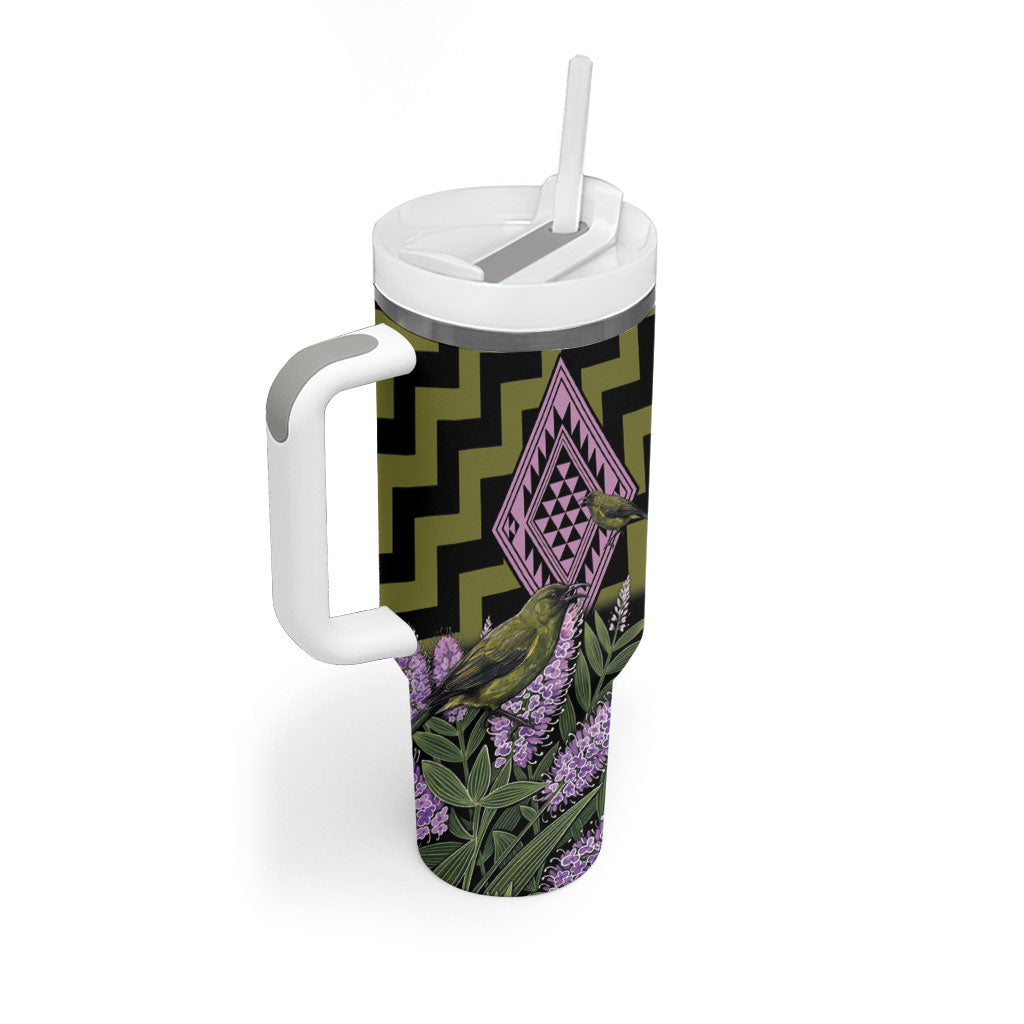 Rongoa Maori New Zealand Koromiko Tumbler With Handle NZ Hebe Korimako Bellbird Poutama