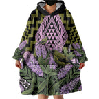 Rongoa Maori New Zealand Koromiko Wearable Blanket Hoodie NZ Hebe Korimako Bellbird Poutama