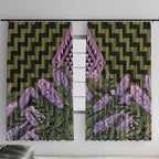 Rongoa Maori New Zealand Koromiko Window Curtain NZ Hebe Korimako Bellbird Poutama