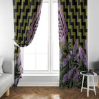 Rongoa Maori New Zealand Koromiko Window Curtain NZ Hebe Korimako Bellbird Poutama