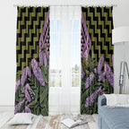 Rongoa Maori New Zealand Koromiko Window Curtain NZ Hebe Korimako Bellbird Poutama