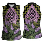 Rongoa Maori New Zealand Koromiko Women Sleeveless Polo Shirt NZ Hebe Korimako Bellbird Poutama