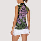 Rongoa Maori New Zealand Koromiko Women Sleeveless Polo Shirt NZ Hebe Korimako Bellbird Poutama