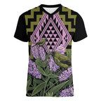 Rongoa Maori New Zealand Koromiko Women V-Neck T-Shirt NZ Hebe Korimako Bellbird Poutama