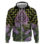 Rongoa Maori New Zealand Koromiko Zip Hoodie NZ Hebe Korimako Bellbird Poutama