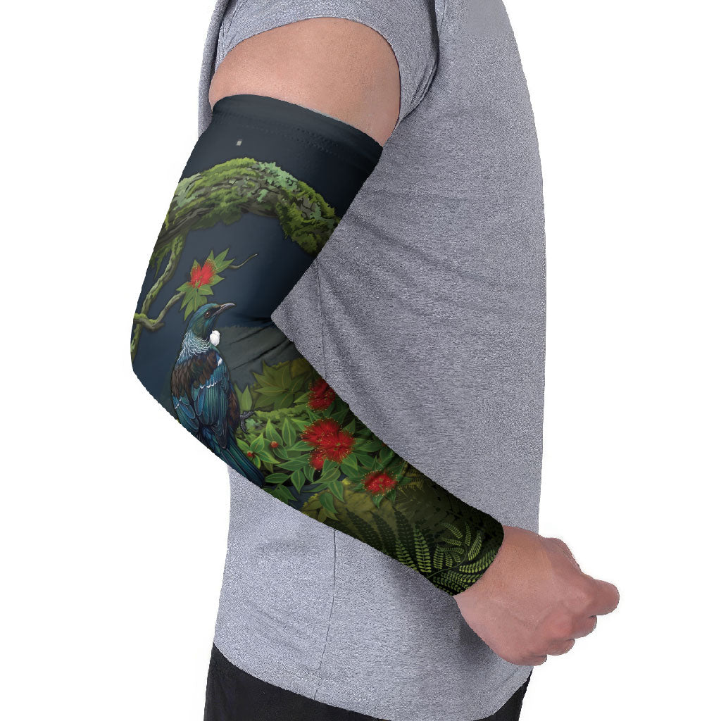 Rongoa Maori New Zealand Rata Arm Sleeves NZ Tui Bird Forest Vibes
