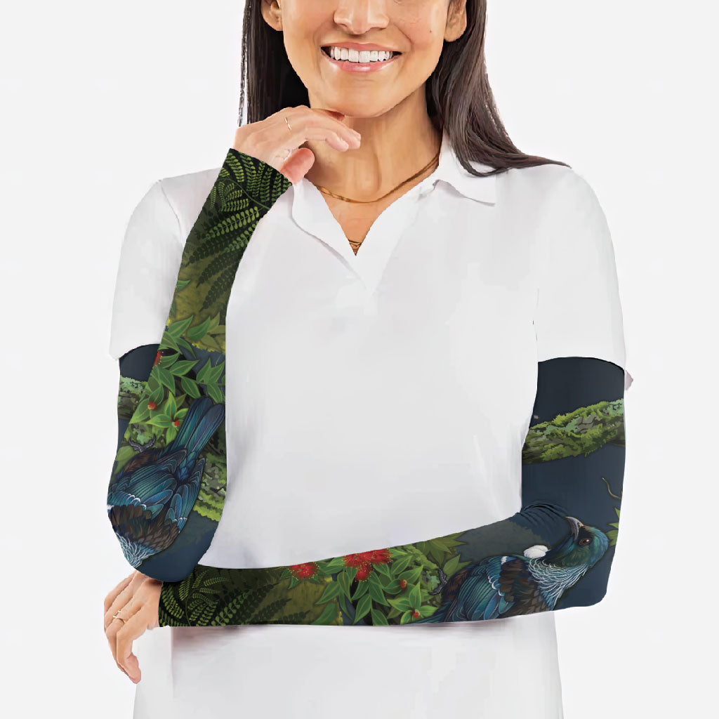 Rongoa Maori New Zealand Rata Arm Sleeves NZ Tui Bird Forest Vibes