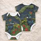 Rongoa Maori New Zealand Rata Baby Onesie NZ Tui Bird Forest Vibes
