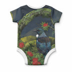 Rongoa Maori New Zealand Rata Baby Onesie NZ Tui Bird Forest Vibes