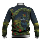 Rongoa Maori New Zealand Rata Baseball Jacket NZ Tui Bird Forest Vibes