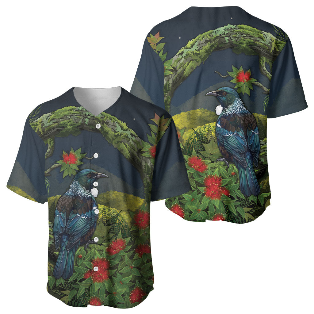 Rongoa Maori New Zealand Rata Baseball Jersey NZ Tui Bird Forest Vibes