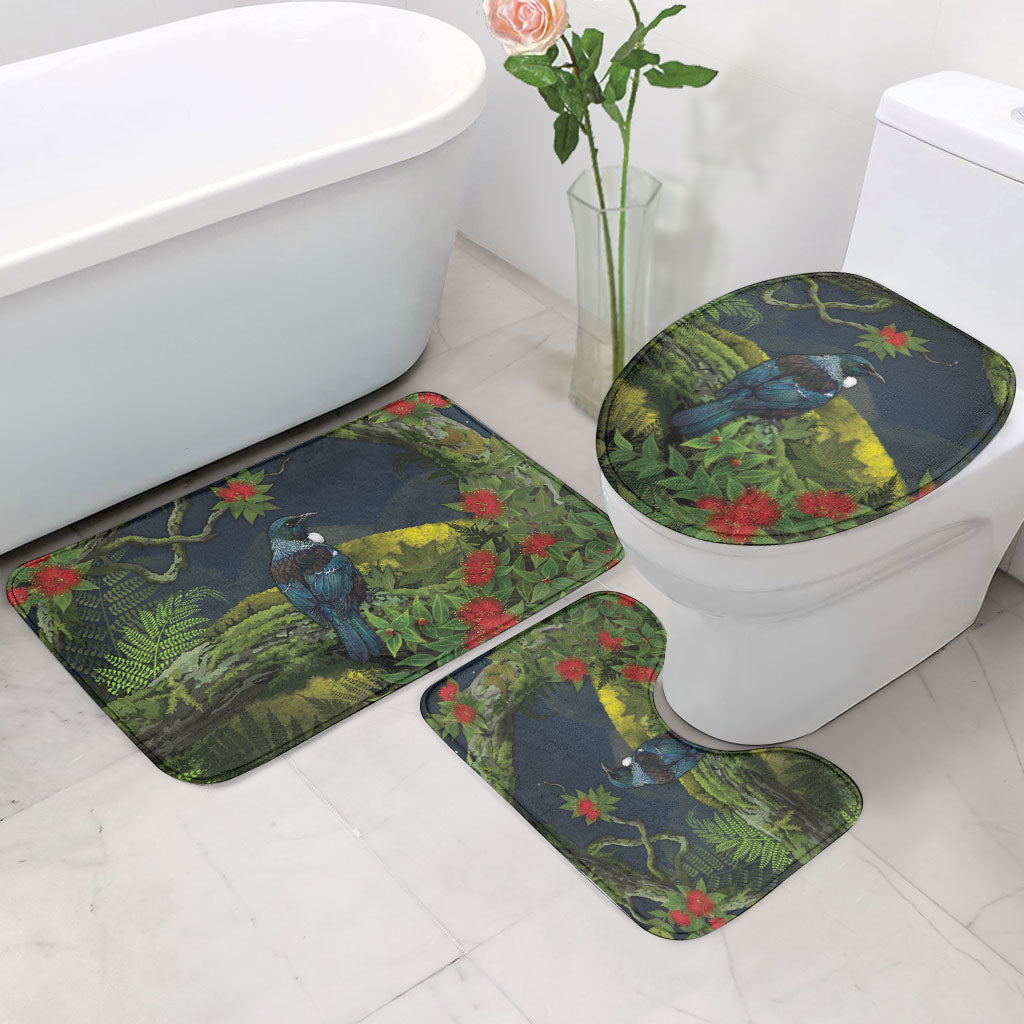 Rongoa Maori New Zealand Rata Bathroom Set NZ Tui Bird Forest Vibes