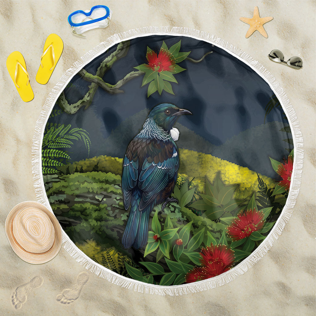 Rongoa Maori New Zealand Rata Beach Blanket NZ Tui Bird Forest Vibes