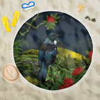 Rongoa Maori New Zealand Rata Beach Blanket NZ Tui Bird Forest Vibes