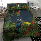 Rongoa Maori New Zealand Rata Bedding Set NZ Tui Bird Forest Vibes
