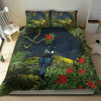 Rongoa Maori New Zealand Rata Bedding Set NZ Tui Bird Forest Vibes