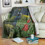 Rongoa Maori New Zealand Rata Blanket NZ Tui Bird Forest Vibes