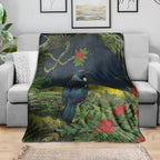 Rongoa Maori New Zealand Rata Blanket NZ Tui Bird Forest Vibes