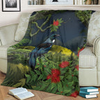 Rongoa Maori New Zealand Rata Blanket NZ Tui Bird Forest Vibes